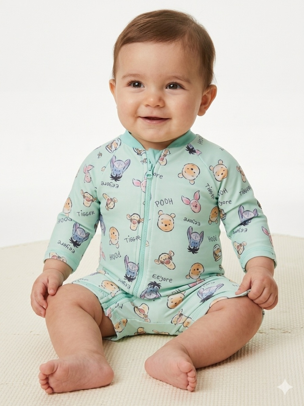 🎉(3m + 9m) Disney Winnie the Pooh & Friends Mint Green Romper / Swim Rash Guard